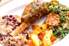 Roast-Lamb-with-grilled-Pumpkin-Taboulleh-Pomegranate-Rice-and-Spicy-Lamb-Gravy